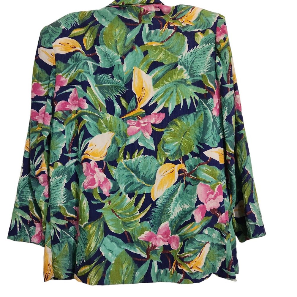 Beautiful Lucia Petites Floral Singe Button Jacket Size 6 - Picture 6 of 6